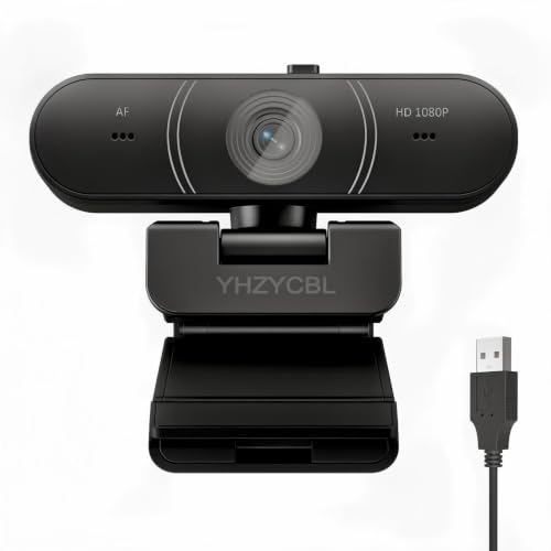 YHZYCBL 1080P Full HD Webcam, AF Auto Light Correction, Dual-Digit Microphone, Privacy Cover, Noise...