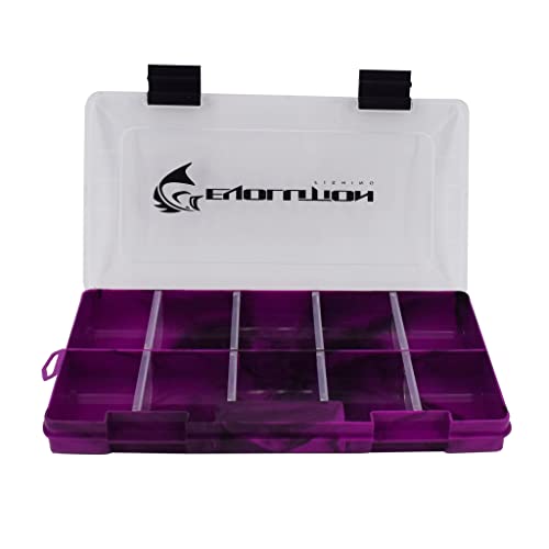Evolution Outdoor 3500 Drift Series Fishing Tackle Tray – Purple, Tackle Box Organizer with Colorful Compartments, Clear Lid, 2 Latch Closure