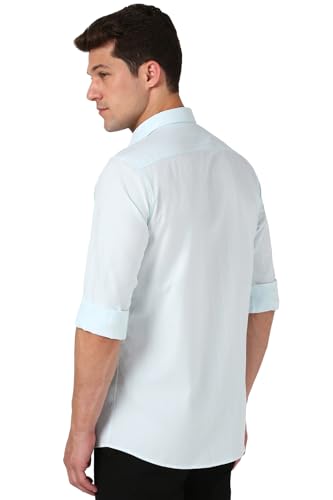 Image of Peter England Men Cotton Slim Fit Stripe Shirt
