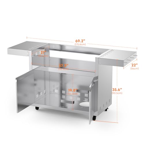 Stainless-Steel-Grill-Cart-for-Hygrill-5-Burner-Built-in-Gas-Grill-Outdoor-Kitchen-Island-with-Foldable-Side-Shelves-and-Storage-Cabinet Stainless Steel Grill Cart for Hygrill 5 Burner Built in Gas Grill Outdoor Kitchen Island with Foldable Side Shelves and Storage Cabinet