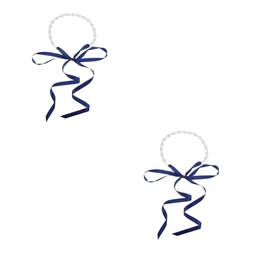 LOGOFUN 2pcs Elegant Rhinestone Bridal Waist Chain with Dark Blue Ribbon and Feather Fascinator Hair Clip for Wedding Bridesmaid Party Accessories2