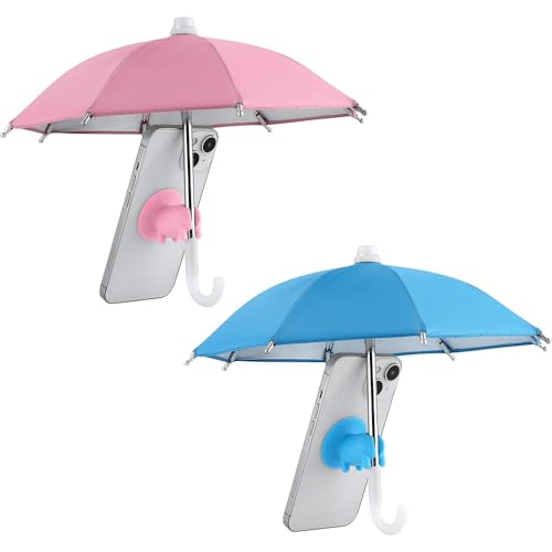 Phone Umbrella for Sun, 2PCS Cell Phone Umbrella Sun Shade with Piggy Suction Cup, Mobile Sun Shade Cover Sun Shade for Outdoor Photography, Cycling, Motorcyclin