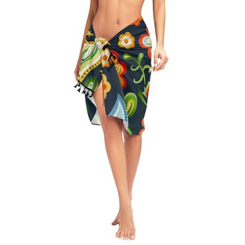 Cartoon Childish Paisley Pattern Pattern Olive Cover Up Dress Junior Soft Cover Ups For Swimwear Beach Dresses 45x70in3