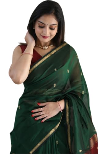 Image of Flosive inchElegant Ethnic Royal Blue Banarasi Silk Saree with Golden Zari Border and Blouse Piece inch