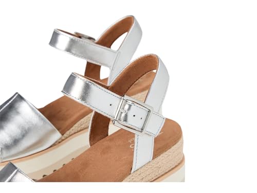 Image of TOMS Women's Diana Wedge Heel Sandal, Leather Upper, Rope-Wrapped Midsole, Adjustable Strap, Buckle, OrthoLite Insole