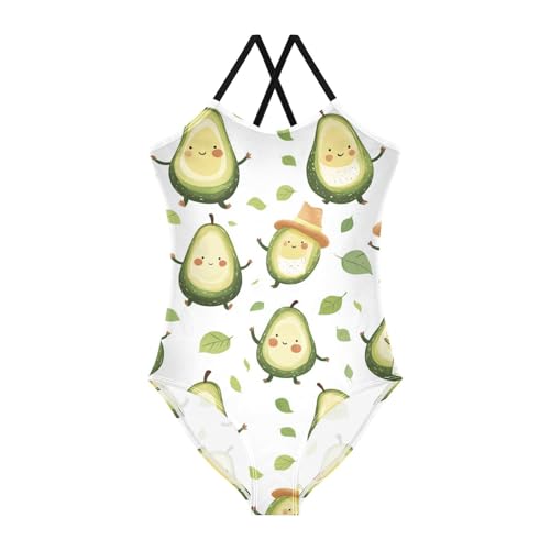 Cute Avocado Girls One Piece Swimsuits Sport Halter Swimwear Beach Bathing Suit 3T