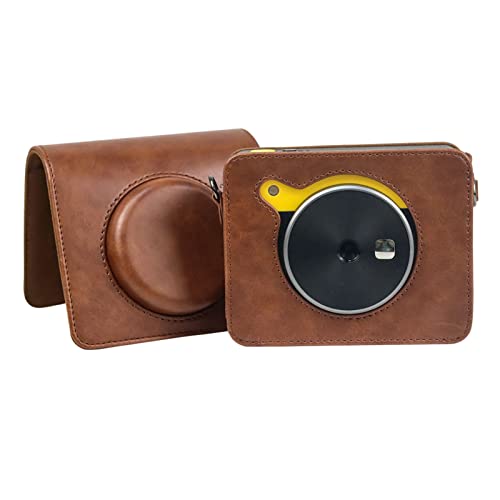 Kimyoaee Vintage Case for Kodak Mini Shot 3 Retro Square Wireless Photo Printer & Instant Camera, C300R Case PU Leather Bag Cover with Removable Adjustable Strap Accessories