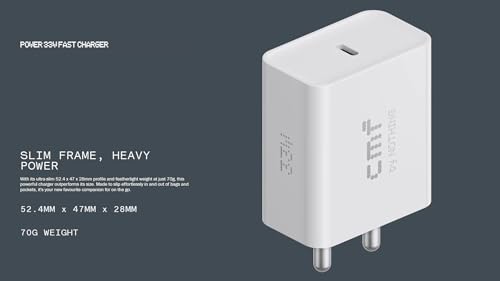 Image of Original 33W Type C Adapter Rapidly Charging Charger for CMF 1 /Nothing 2a /2a Plus /2 /2A Special Edition /Buds and Other USB C Devices Quick Charging, White