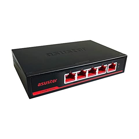 Asustor ASW205T 5 Port 2.5G Unmanaged Ethernet Network Switch, Plug and Play, Wall-Mount Cover