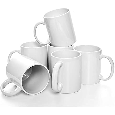 Gonioa 11oz Blank Ceramic Mugs,Blank coated cup,Sublimation Blanks Mugs,Classic Cup for Coffee, Milk, Hot Cocoa,Tea, Latte and DIY Yourself(Coffee Mugs Set of 6) Cover