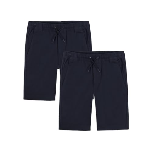 Image of Approved School Wear ASW Boys' School Uniform Pull on Stretch Twill Shorts, Drawstring Waist, Multipack
