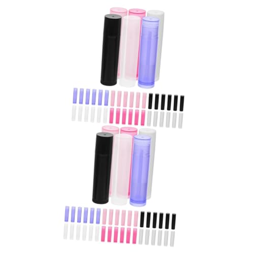 Healvian 5 Juegos Tubo De Lápiz Labial Relleno De Labios Tarros De Crema Con Tapas Mancha Tinte Equipo Tubos De Brillo Labial A Granel Tubo De Bálsamos Labiales El Plastico 60 Piezas * 5