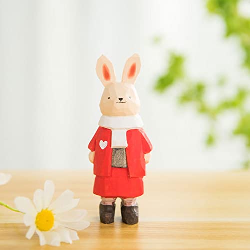Image of Wooden Animal Ornament Fine Workmanship Rabbit Statue for Bedroom Decor Bear | Home Decor | Figurines