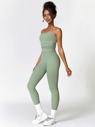 Women's Yoga Outfits Backless Strappy Sports Bra and Seamless Leggings Matching Active Jogger Outfits3