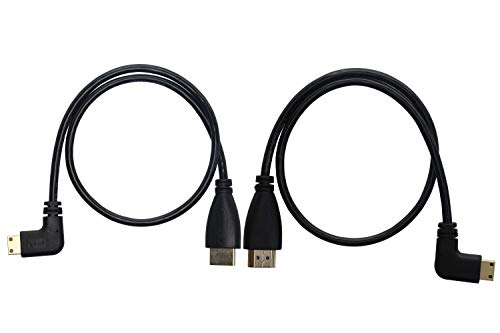 Mini-HDMI-zu-HDMI-Kabel, Mini-HDMI-Stecker, 90 Grad, links und rechts auf HDMI-Stecker, 50,8 cm, 2 Stück - Image 3