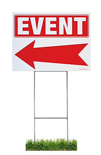 Calendars and More, Inc., Event Arrow Yard Sign Complete Kit Includes Sturdy Sign Stake - Durable Outdoor Double Sided 18x24 Arrow Sign with Extra Tall 10x30 Stake (1 Pack, Event)