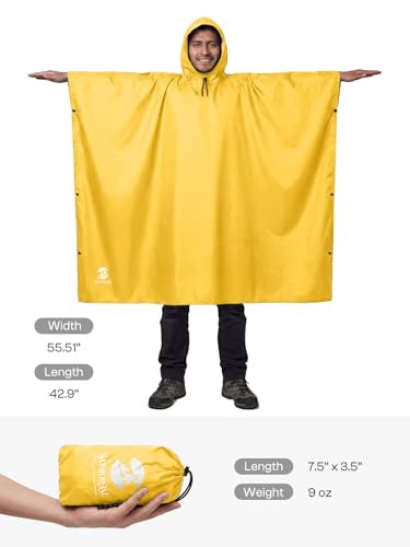 Image of SaphiRose Hooded Rain Poncho Waterproof Raincoat Jacket for Men Women Adults