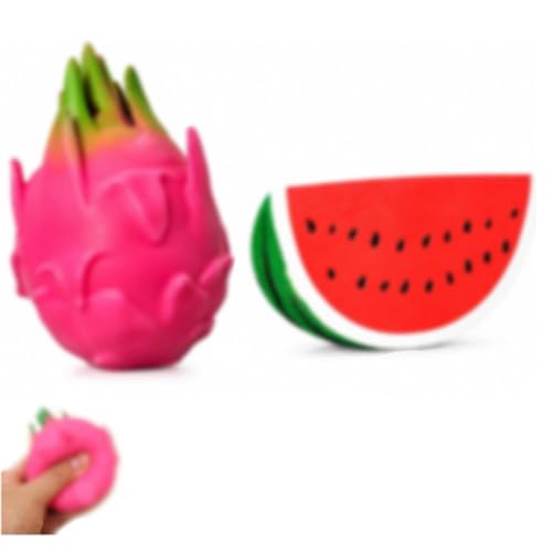 2Pcs Giant Fruit Set Dragon and Watermelon Jumbo Two-Piece for Desk Use