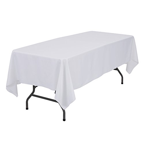 Review Remedios Rectangle Tablecloth 60x102 Inch - Washable Polyester Table Cloth for 6 Foot Table - Wrinkle Free Dinner Tablecloth for Wedding Party Restaurant Banquet Tables, White Table Cloths