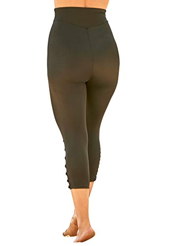 Swim 365 Women's Plus Size High-Waisted Swim Capri with Lattice Detail3
