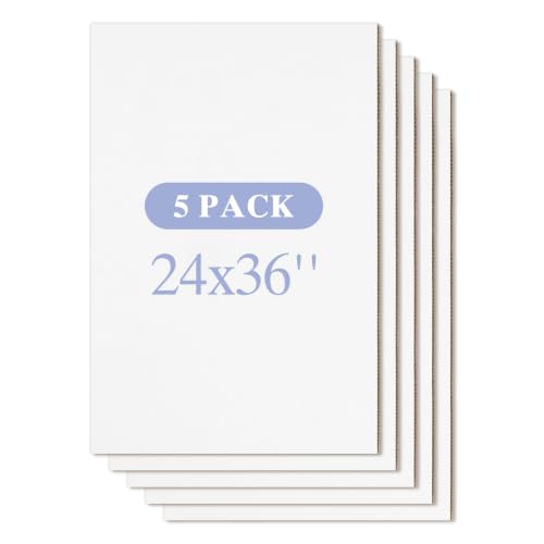 Image of Golden State Art 5 Pack 24x36 Corrugated Cardboard Sheets | 3 /16 inch Thick White Large Flat Square Inserts for Shipping, Mailing, Packaging or Art Crafts, Photo Backing (One-side White)