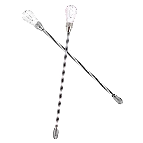 DOITOOL 2pcs Mixing Spoon Wax Seal Stirring Rod Stirring Applicator Spoon Waxing Spatulas Make Stick Baking Melts Crafting Sticks Craft Gold Small Spatulas Mixing Pink Plastic re-usable