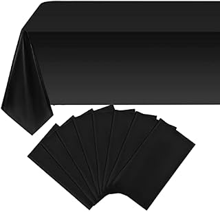 Teruntrue 8 Pack Black Premium Disposable Plastic Tablecloth Table Covers 54" x 108" Rectangle Tablecloths for Wedding Birthday BBQ Indoor or Outdoor Events & Parties
