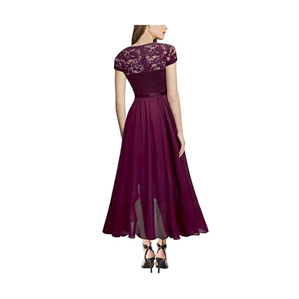 Miusol-Womens-V-Neck-Elegant-Lace-Ruffle-Bridesmaid-Maxi-Dress Miusol Women's V Neck Elegant Lace Ruffle Bridesmaid Maxi Dress (X-Large, Magenta)