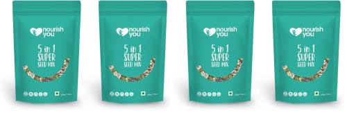 Image of Nourish You 5 In 1 Super Seed Mix (Roasted Pumpkin | Sunflower | Watermelon | Chia & Flax Seeds)- Mix Seeds | Diet Snacks | 200G Each (Pack of 4)