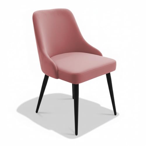 Image of Finch Fox Taskpro Modern Unique Velvet Upholstered Seating Living Room Dining Chair with Black Metal Legs in Pink Color (Set of 6)