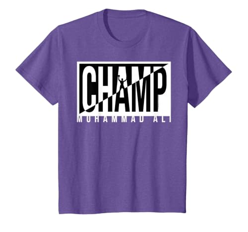 Muhammad Ali - Champ Black and White T-Shirt, Youth, Purple Heather, Small
