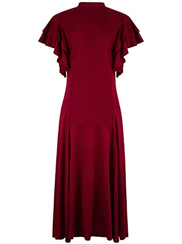 Vijiv Women's Vintage 1920s V Neck Long Bias Cut Sleeveless with Flutter Sleeves Bowknot Flapper Dress - Image 5