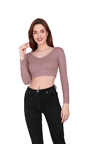 Image of THE BLAZZE 1309 Sexy Women's Full Sleeve Tank Crop Tops Bustier Bra Vest Shorts Crop Top Bralette Blouse Top for Women