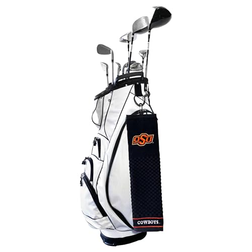Image of Team Golf NCAA Oklahoma State Cowboys Embroidered Golf Towel Embroidered Golf Towel, Checkered Scrubber Design, Embroidered Logo