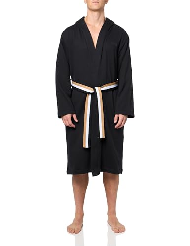 BOSS Mens French Terry Cotton Robe With Iconic Flag Belt Detail