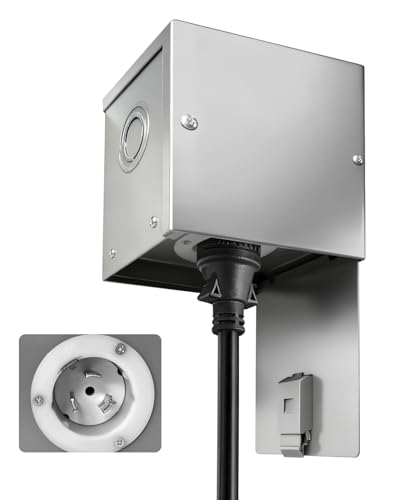 50 Amp Generator Inlet Box, Pre-Drilled, NEMA SS2-50P, 3-Wire Generator Cord Compatible, 125/250V, 6250/12500W, Waterproof for Outdoor