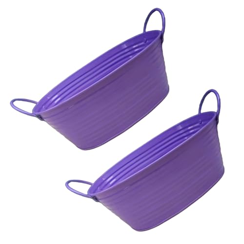 Guaber Rostfreier Eisen-Übertopf, Blumenbehälter mit Griffen, moderne Dekoration für drinnen und draußen, für Pflanzen und Blumen, 2 Stück Eisen-Pflanzgefäß