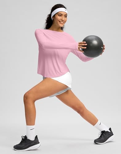 Image of Soothfeel Lightweight Long Sleeve Workout Tops for Women Gym Running Shirts