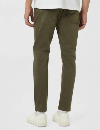 Image of Spykar Men Olive Green Cotton Slim Fit Ankle Length Mid Rise Trousers