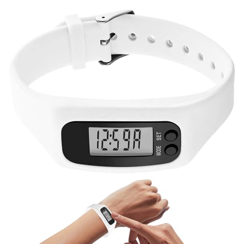 Orologio contapassi, dispositivo indossabile da polso, design impermeabile, display LCD, monitor leggero, grande schermo, fitness per sport all'aria aperta, fitness, allenamento, nero e bianco