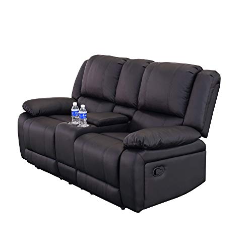 Preisvergleich Produktbild Gharpbik Doppelsofa Relaxliege Relaxsessel Fernsehsessel Liegefunktion Schwarz Kunstleder Relaxsessel mit Cupholder Kinosofa für Wohnzimmer, Büro, Arbeitszimmer