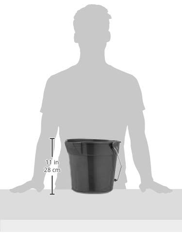AmazonCommercial 10 Quart Plastic Cleaning Bucket, Grey - 6-pack