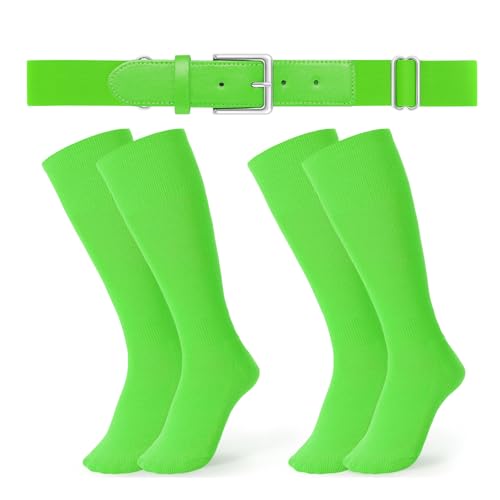 JASGOOD Baseball Belt and Socks Combo Set Adjustable Softball Belt and Socks Elastic Waist Belt for Child Youth