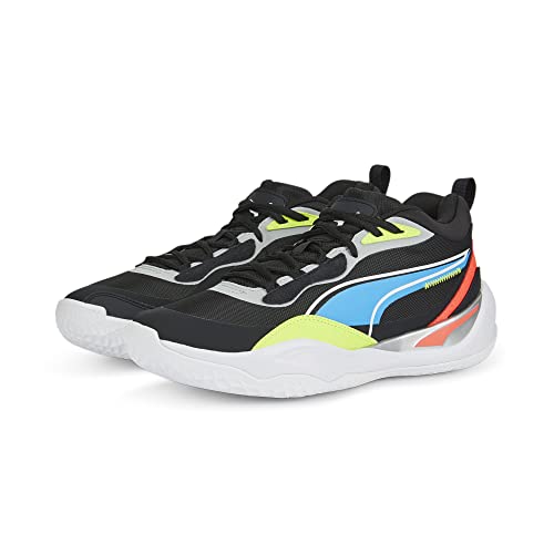 PUMA Unisex Playmaker Pro Basketball Shoe, Jet Black-Lime Squeeze, 10 UK, Black, Womens 10