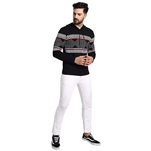 Image of JUGULAR Typography Men's Cotton Round Neck Full Sleeve Hoodie Printed Regular Fit T-Shirt