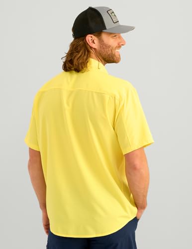 Image of HUK Men's Tide Point Kc Scott Original Artwork Short Sleeve Shirt, Fishing Button Down
