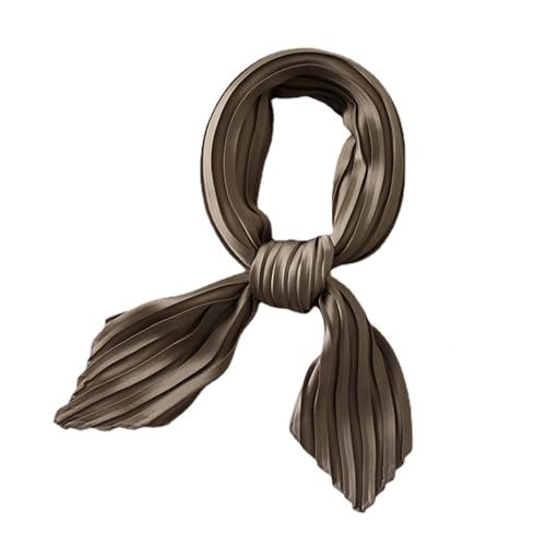 Yizelli Pleated Rhombus Head Scarf Women's Fashion Neck Scarf Solid Color Neckerchief Square Bandana