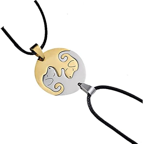 Collar de Pareja MeiPing Yin Yang con Colgante de Gato Cover