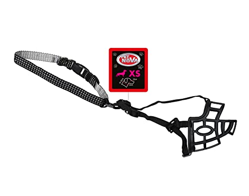 Plastic muzzle elastic muzzle 23cm plus collar 1.5cm: 24-42cm, MUZZLE-COLLAR-XS, Black