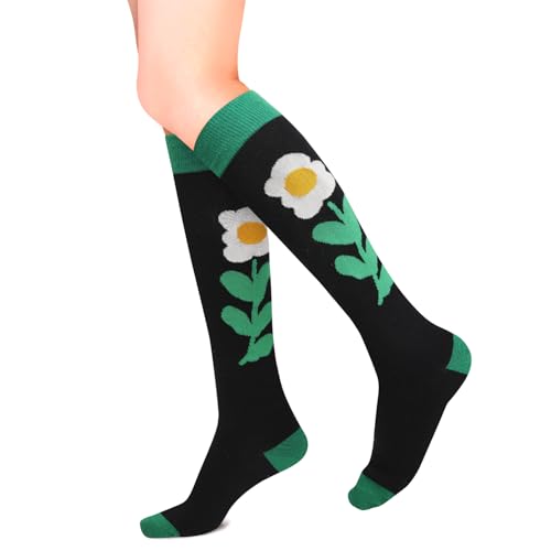 Benefeet Womens Knee High Striped Checkered High Knee Socks Cotton Long Sports Tube Socks